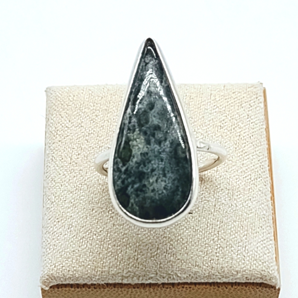 Vintage Sterling Silver Teardrop Kambaba Jasper Ring